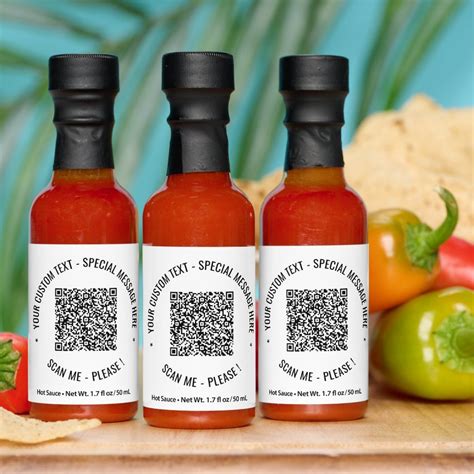 Custom QR Code Scan Info Text and Color Hot Sauces | Zazzle | Hot sauce ...