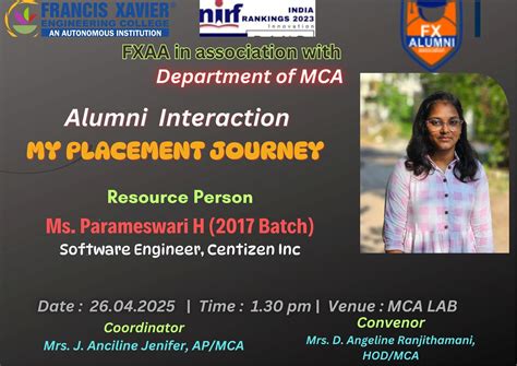ALUMNI INTERACTION on “MY PLACEMENT JOURNEY”, 26th APRIL 2025 | News ...