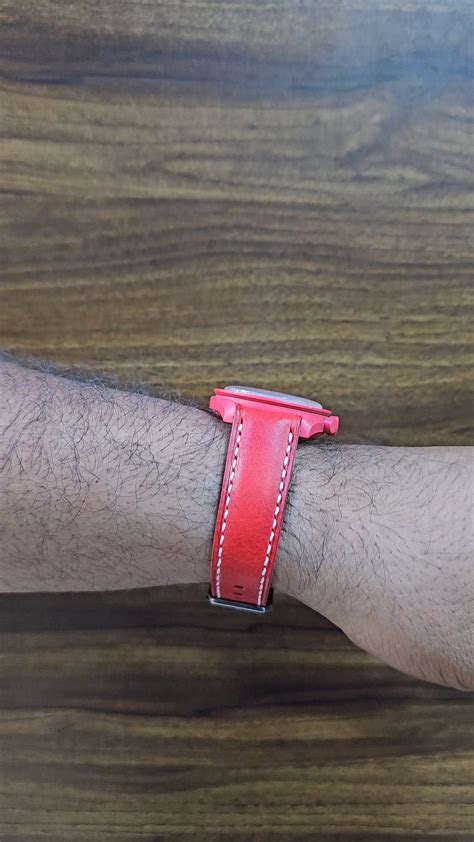 Omega X swatch moonswatch strap - Burgundy - Indianleathercraft