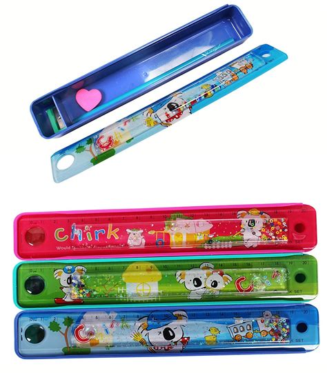 Jiada Sturdy Plastic Pencil Box with Slide Ruler | Birthday Return ...