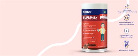 Gritzo SuperMilk Overall Growth Protein Powder for 13+ Boys