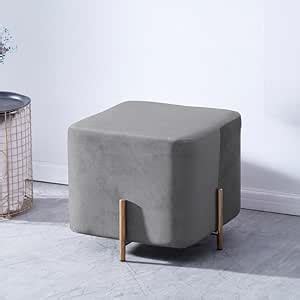 Wooden Twist Luxury Velvet Square Foot Stool Ottoman Pouf Plush and ...