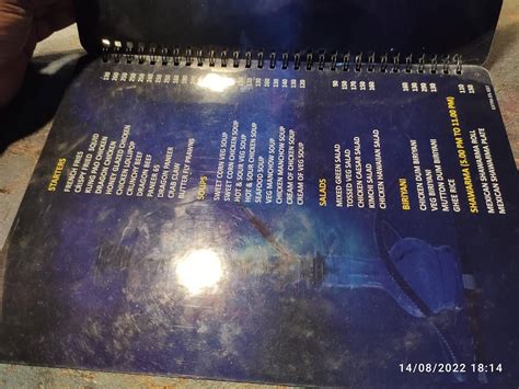 Menu at The Persian Table, Vadayampady