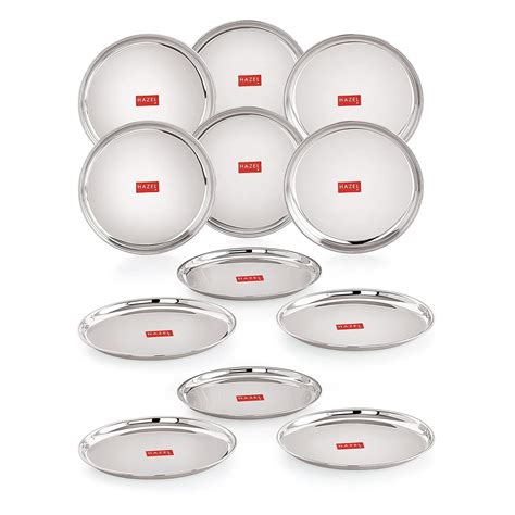 Buy HAZEL Stainless Steel Snack Plates with Mirror Finish | 16 cm ...
