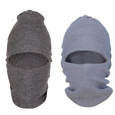 Buy Shobhram Men's Wollen Monkey Cap 2pcs Combo (Light & Dark Grey,Free ...