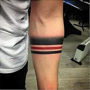 Voorkom Armband Tattoo Red and Black Stripe Waterproof Men and Women ...