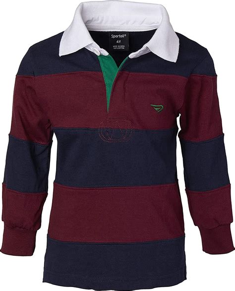 Sportoli Boys Collar Style Cotton Wide Striped Long Sleeve Polo Rugby ...