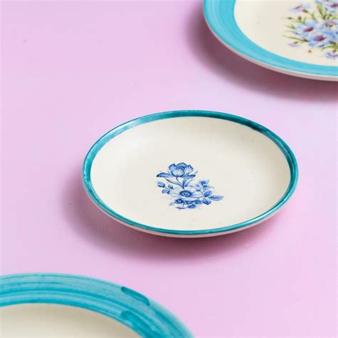 Floral Whispers in Sky Blue Wall Decor Ceramics Plate Small – Amalfiee ...