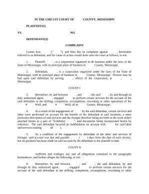 Complaint Doc Template | pdfFiller