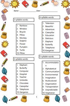 Multisyllabic Words Lists - 2, 3, 4, and 5 Syllable Decodable Word Lists