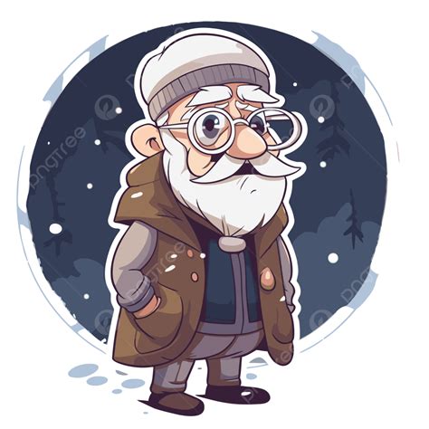 Cartoon Character Dressed In Winter Vector Clipart, Sticker Design With ...