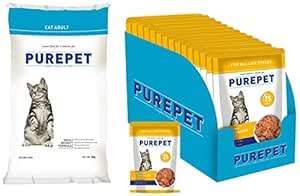 Purepet Adult Dry Cat Food, Ocean Fish - 3 kg & All Life Stages Wet Cat ...
