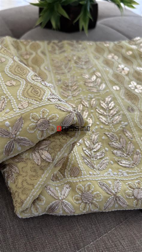 Yellow Pure Georgette Gota Patti Chikankari Suit – Dress365days