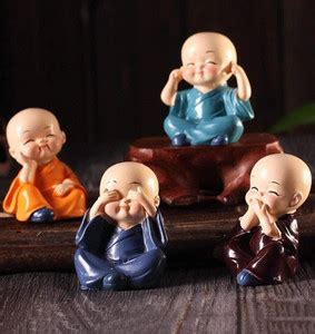 Rajsee Cute Colorful Expressions Baby Buddha/Monk Showpiece - Set of 4 ...