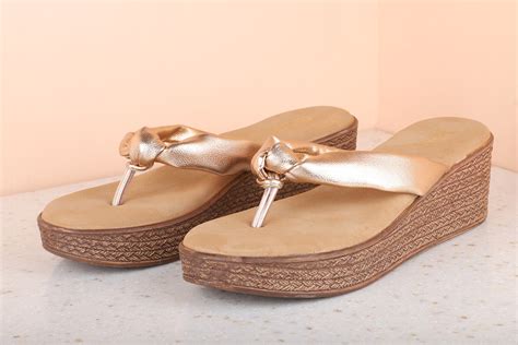 Buy Now,Women Rose Gold Solid Wedge Sandals