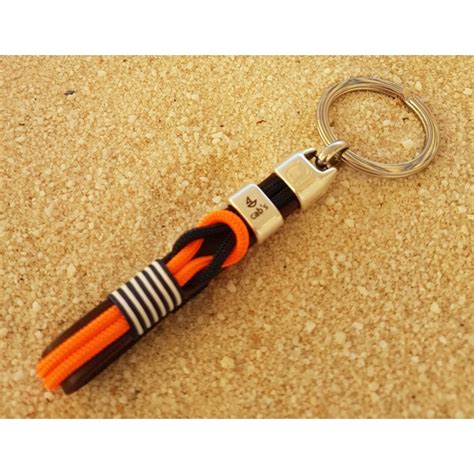 LLAVERO NÁUTICO SAIL, llavero con cuero, cabo náutico naranja y bandera ...