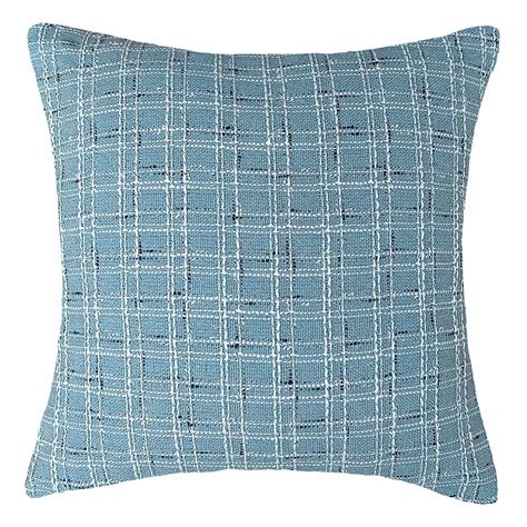 Light Blue Woven Plaid Throw Pillow, 18"