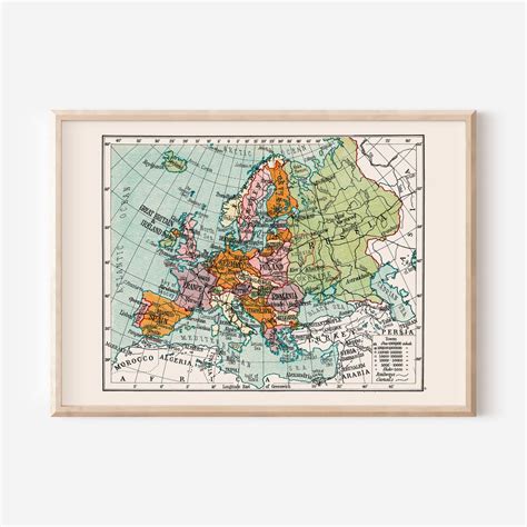 VINTAGE MAP of EUROPE, Vintage Europe Map, High Quality Map, Europe Map Print, Map Art Poster ...