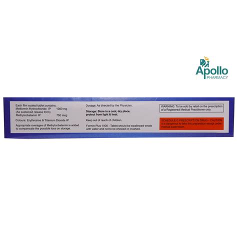 Formin Plus 1000 Tablet 10's Price, Uses, Side Effects, Composition ...