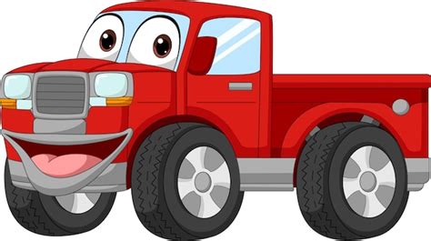 Cartoon rode pick-up truck mascotte | Premium Vector