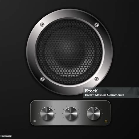 Sound Speaker With Grid And Volume Control Stock Illustration ...