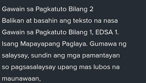 Gawain sa pagkatuto bilang 2: balikan - Brainly.in