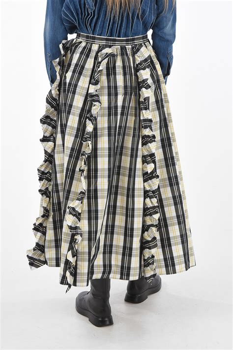 Red Valentino Tartan Midi Skirt with Ruffles women - Glamood Outlet