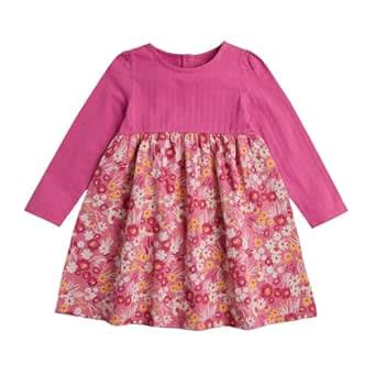 Buy Mothercare Girls Toasted Petals Printed Full Sleeve Dress, Pink, 3 ...