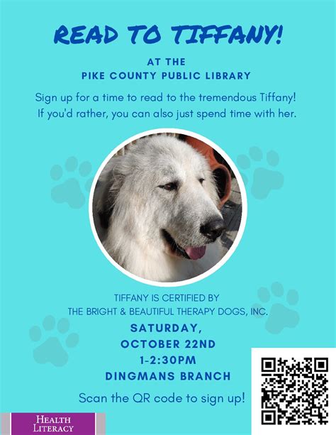 Read to Tiffany, a therapy dog! - Pike County Public Library
