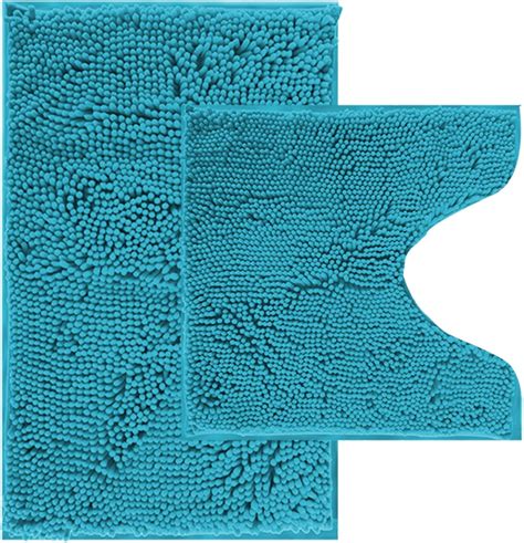 Amazon.com: RUN HELIX Teal Blue Bathroom Rug Set 2 Piece Non-Slip Bath ...