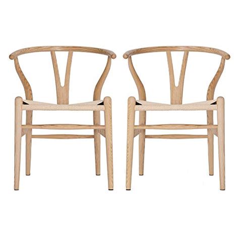 Buy VODUR Wishbone Chair Natural Solid Wood Dining ChairsHans Vegner Y ...