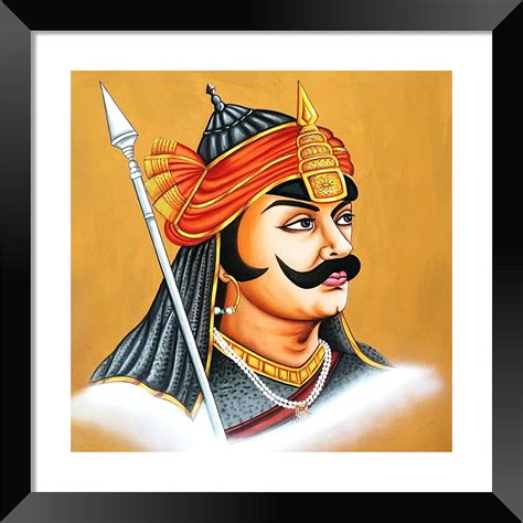 DBrush Maharana Pratap Portrait Artwork Laminated Coated Photo Framed ...
