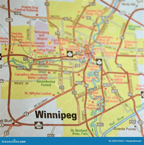 Map Image of Winnipeg, Manitoba, Canada Stock Photo - Image of travel ...