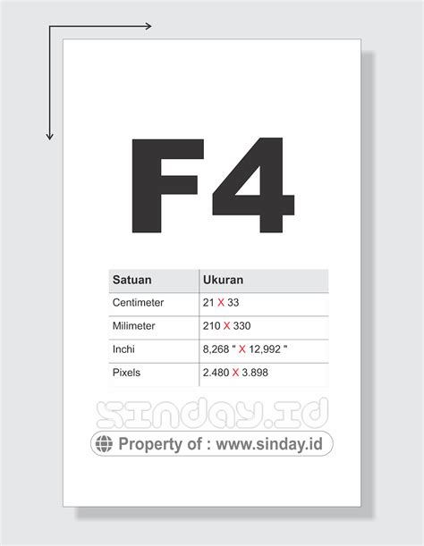 Ukuran kertas F4 dalam cm, mm, inci dan pixels - Sinday ID