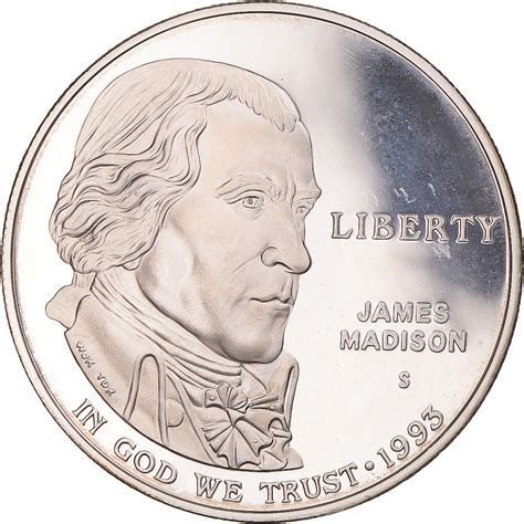 Coin, United States, James Madison, Dollar, 1993, U.S. Mint, San Francisco