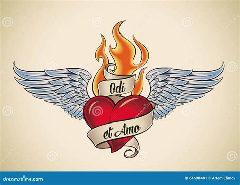 Odi Et Amo (I Hate and I Love) Stock Vector - Illustration of fire ...