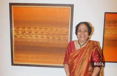 Prafulla Dhanukar smiles during her art exhibition in Mumbai on ...