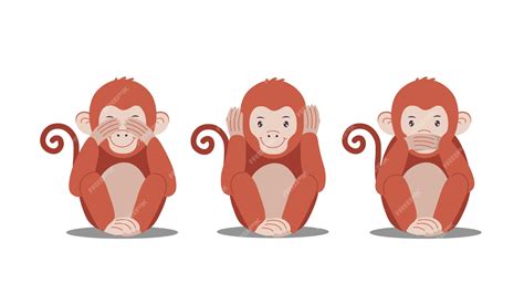 Premium Vector | Three cute monkeys are closing eyes, ears, mouth, see ...
