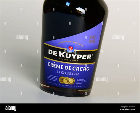 DE KUYPER CREME DE CACAO Liqueur bottle detail Stock Photo - Alamy