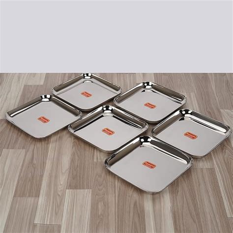 Buy Sumeet Stainless Steel Big Square Shape Plate/Dinner Plate/Lunch ...