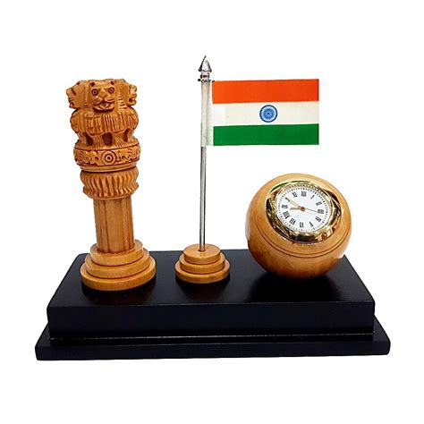 Wooden Ashoka pillar, Clock & Flag (Product Code 1815) at Rs 603.00