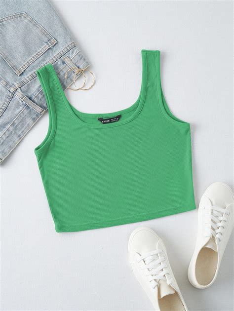 Flirla Rib-knit Crop Tank Top | SHEIN EUR