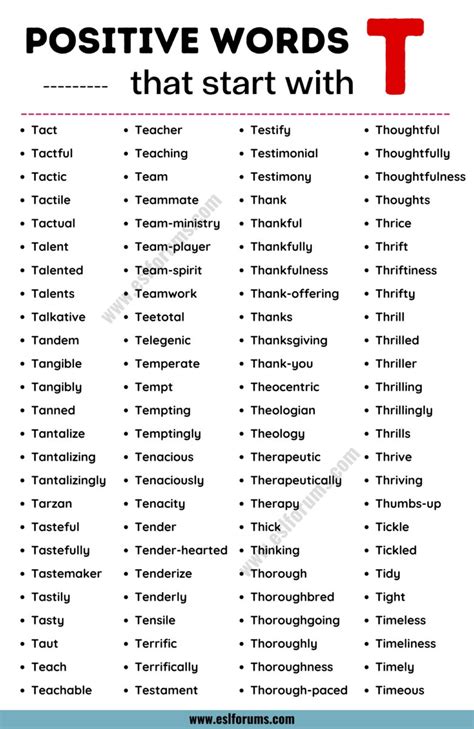 342 Positive Words that Start with T - ESL Forums