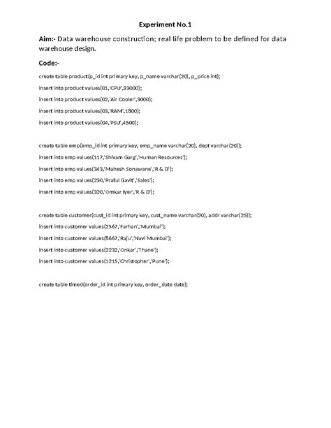 Data Warehouse Design: Real-Life Problem Definition and SQL ...