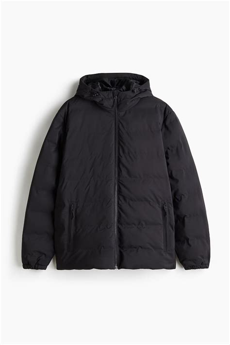 Regular Fit Water-repellent puffer jacket - Black - Men | H&M IN