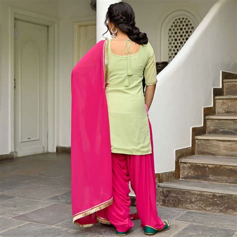 Green And Pink Kurta Salwar Set