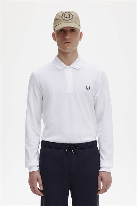 M6006 - White / Navy | The Fred Perry Shirt | Men's Short & Long Sleeve ...
