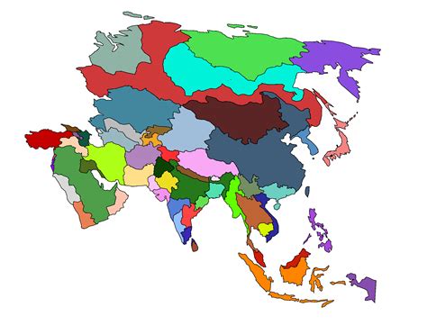 Blank Colored Map Of Asia
