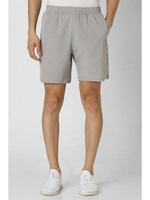 Buy Van Heusen Men Grey Solid Casual Shorts (S) Online