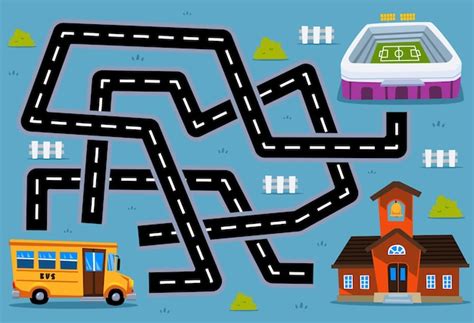 Maze puzzle game for children help cartoon transportation bus find the ...